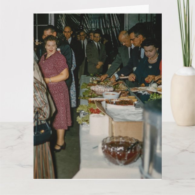 FUNNY RETRO BIRTHDAY POTLUCK SUPPORTKORT TACK KORT (Framsida)