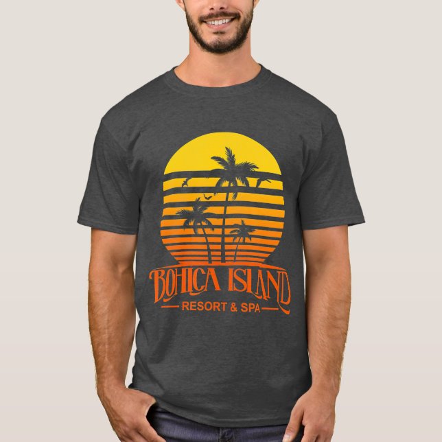 Funny Retro Bohica Island Resort and Spa Veteran T Shirt (Framsida)