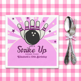 Funny Retro Bowling Birthday Girl Party Pappersservett