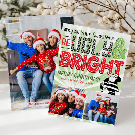 Funny Retro Bright Ugly Sweater Photo Christmas Julkort