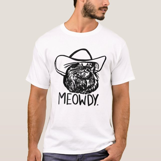Funny Retro Cat Cowboy Meowdy Westernare Land Cat T Shirt (Framsida)
