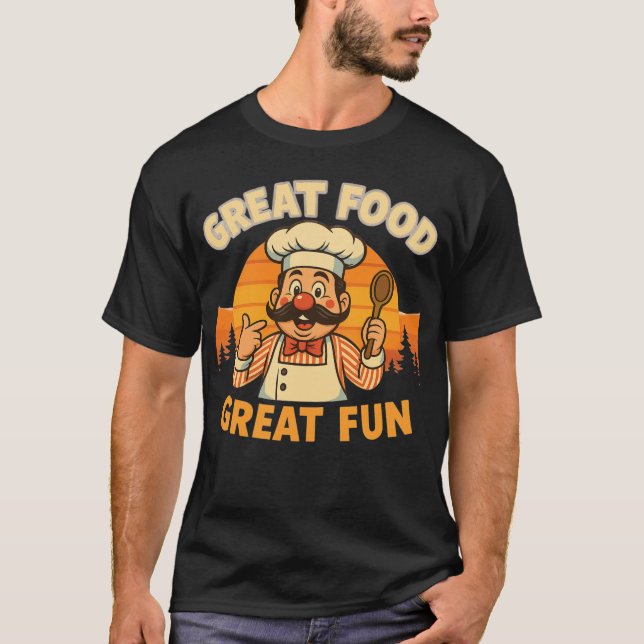 Funny Retro Chef T-Shirt - Underbar Food Underbar  (Framsida)