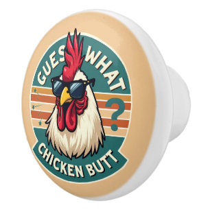 Funny Retro Chicken Butt Joke Design Knopp