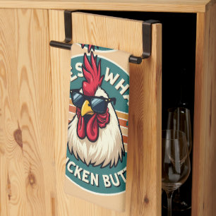 Funny Retro Chicken Butt Joke Design Kökshandduk