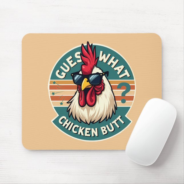 Funny Retro Chicken Butt Joke Design Musmatta (Med mus)