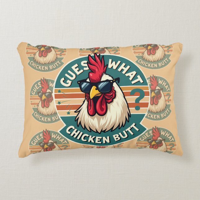  Funny Retro Chicken Butt Joke Design Prydnadskudde (Framsidan)