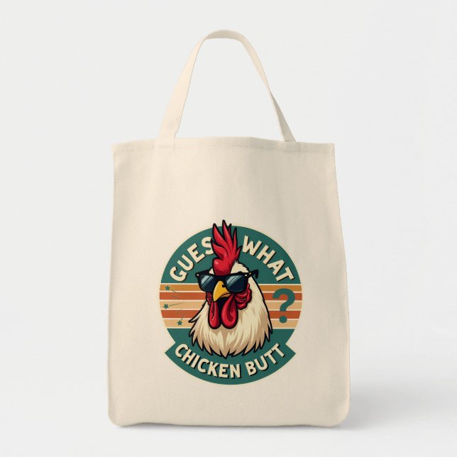 Funny Retro Chicken Butt Joke Design Tygkasse (Framsidan)