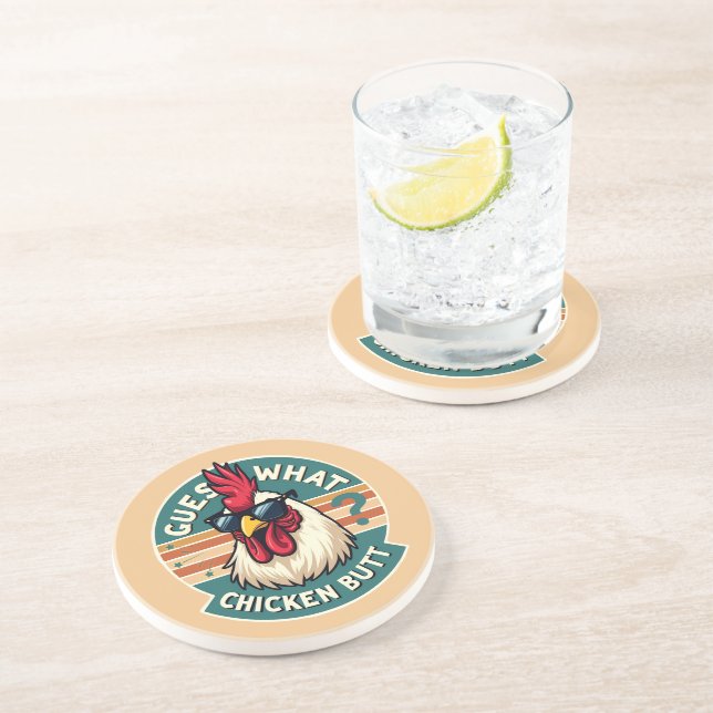 Funny Retro Chicken Butt Joke Design Underlägg (Sidan)
