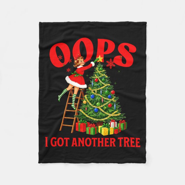 Funny Retro Christmas Oops I Got Another Tree Prem Fleecefilt (Framsidan)