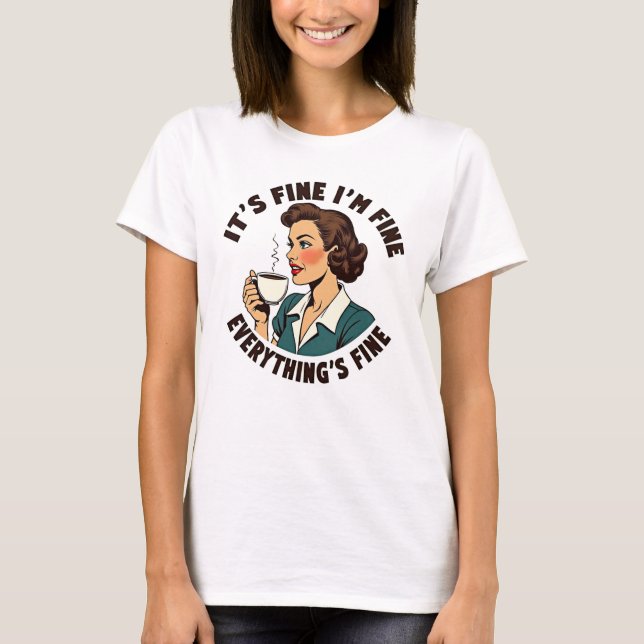 Funny Retro Coffee Chaos Allting Bra Tee (Framsida)