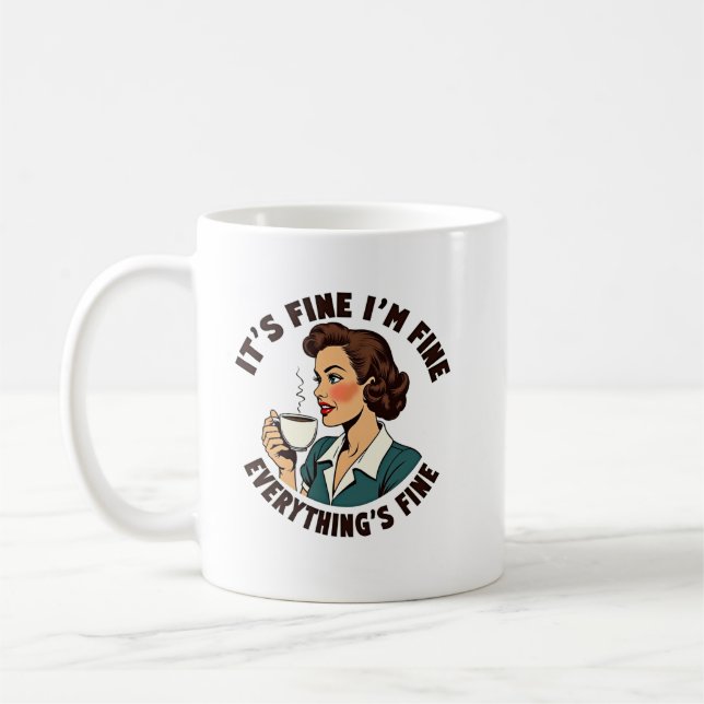 Funny Retro Coffee Chaos Allting Bra Tee Kaffemugg (Vänster)