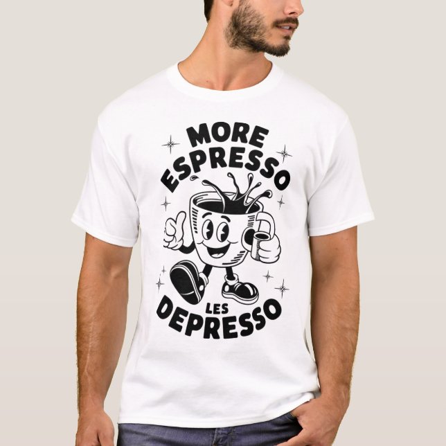 Funny Retro Coffee-Tecknad T Shirt (Framsida)