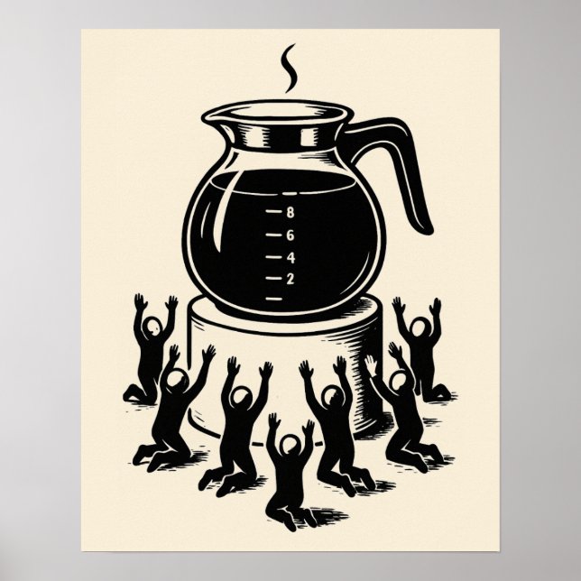 Funny Retro Coffee – Worship Coffee Poster (Framsidan)