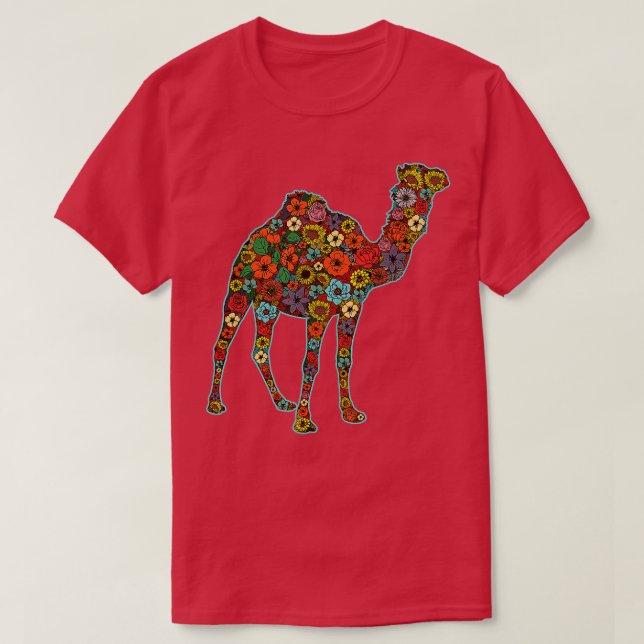 Funny Retro Colorful Flowered Camel Birthday Theme T Shirt (Design framsida)