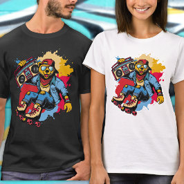 Funny Retro Coola Bear Roller Skate Tecknad Hip ho T Shirt