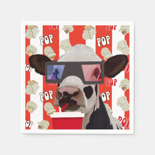 Funny Retro Cow Popcorn Mönster Pappersservett (Framsidan)