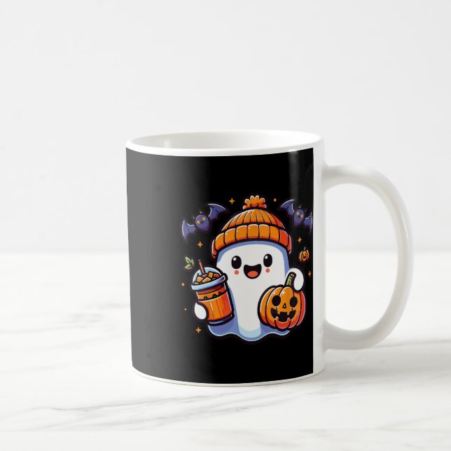 Funny Retro Cute Halloween Ghost Pumpkin Ghost Hal Kaffemugg (Höger)