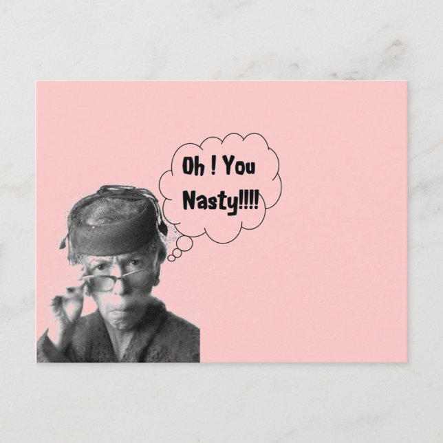 Funny Retro Dam Oh You Nasty Vykort (Framsida)