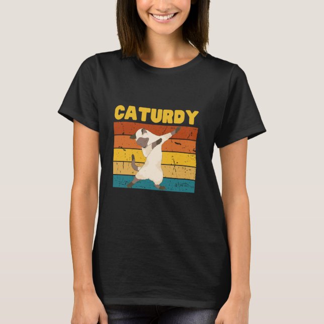 Funny Retro Dancing Cat på lördag alias Caturday T Shirt (Framsida)