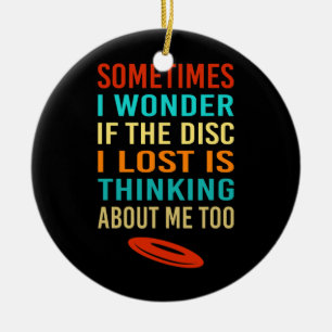 Funny Retro Disk Golf Borttappad Disk Frisbee Julgransprydnad Keramik