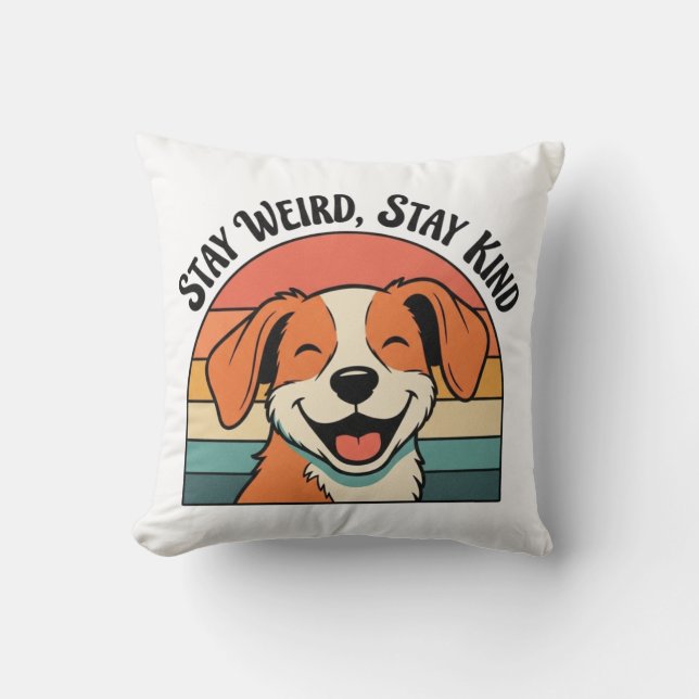 Funny Retro Dog Square Throw Pillow Kudde (Framsida)