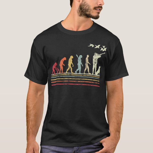 Funny Retro Evolution Anka Hunting Anka a kvinna c T Shirt (Framsida)