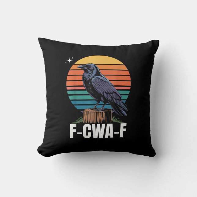 Funny Retro F-Caw-F Bird Crow Crow Bird  Kudde (Framsida)