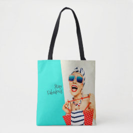 Funny Retro Fabulous Beach Dam i Sunglasses Tygkasse