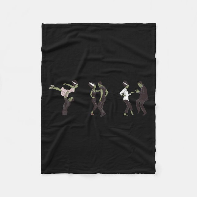 Funny Retro Frankenstein Monster och Bride Dancing Fleecefilt (Framsidan)