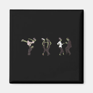 Funny Retro Frankenstein Monster och Bride Dancing Magnet