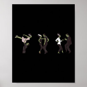 Funny Retro Frankenstein Monster och Bride Dancing Poster