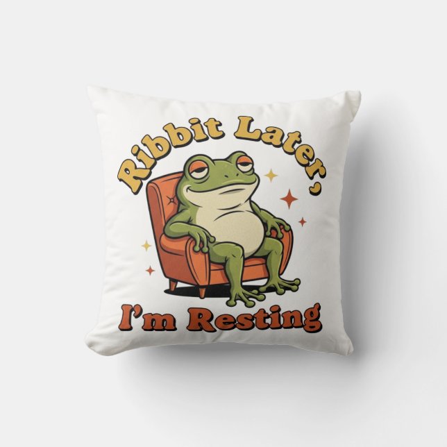 Funny Retro Frog Square Throw Pillow Kudde (Framsida)