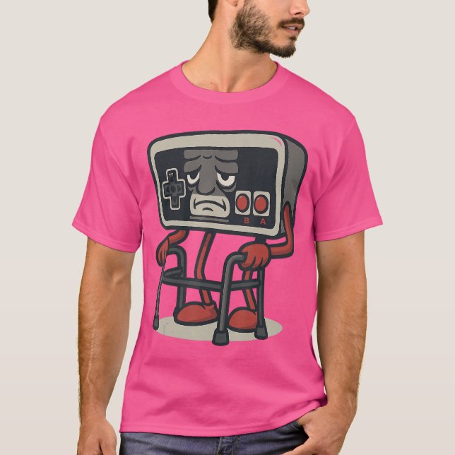 Funny Retro Game Controller Design for Classic Gam T Shirt (Framsida)