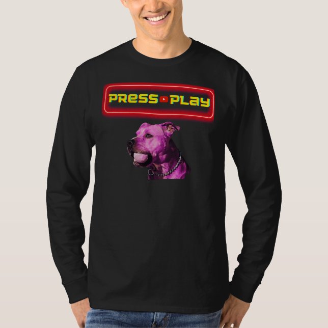 Funny Retro Gamer Pitbull Hund T Shirt (Framsida)