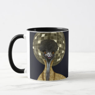 Funny Retro Golden Disco Boll Emu Bird Mugg