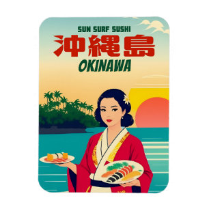 Funny Retro Graphic Okinawa Japan Sushi Humor Magnet