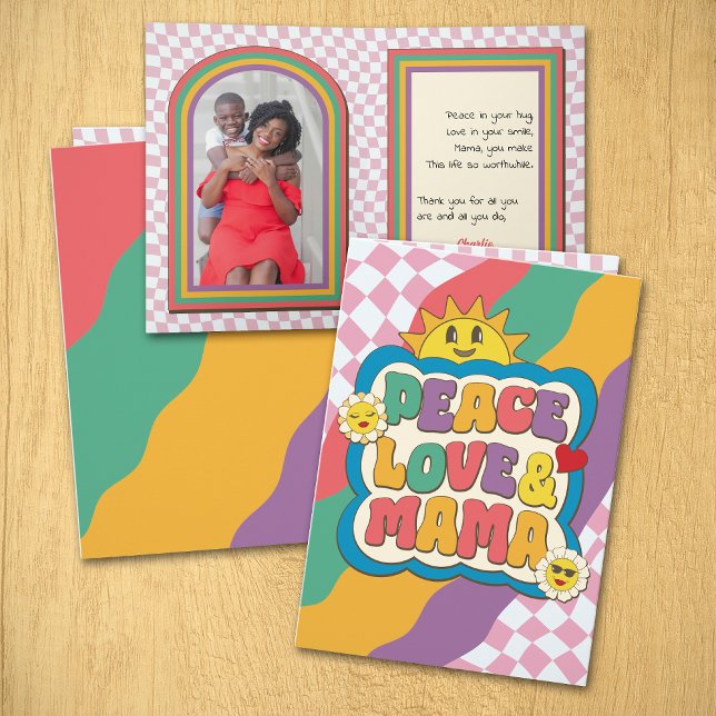 Funny Retro Groovy Typography Photo Mors dag Kort (Skapare uppladdad)