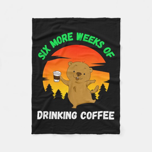 Funny Retro Groundhog Day 2022 Meme, Coffee Drinki Fleecefilt (Framsidan)