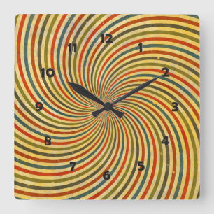 Funny Retro Grunge Swirl + din idé Fyrkantig Klocka