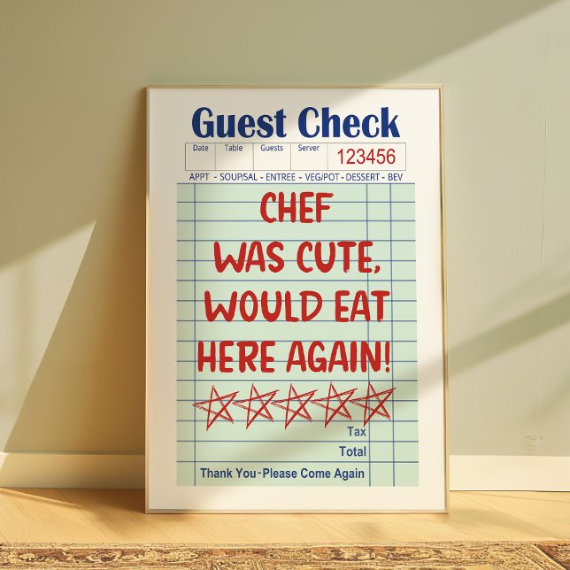 Funny Retro Guest Check Chef Was Cute Poster  (Skapare uppladdad)