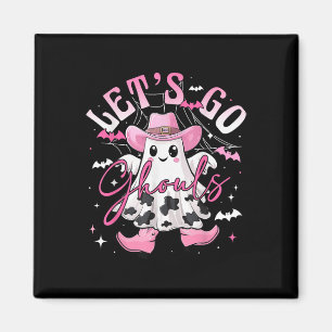 Funny Retro Halloween Let's Go Ghouls Western Cowg Magnet
