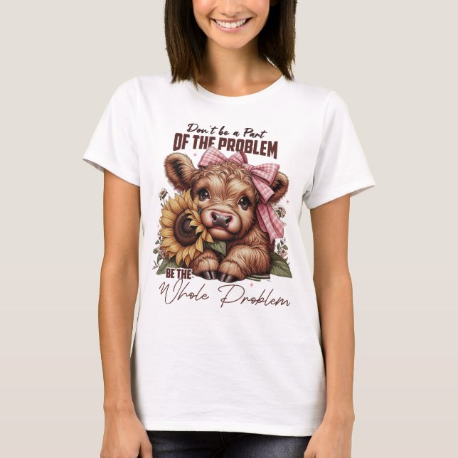 Funny Retro Highland Cow T Shirt (Framsida)