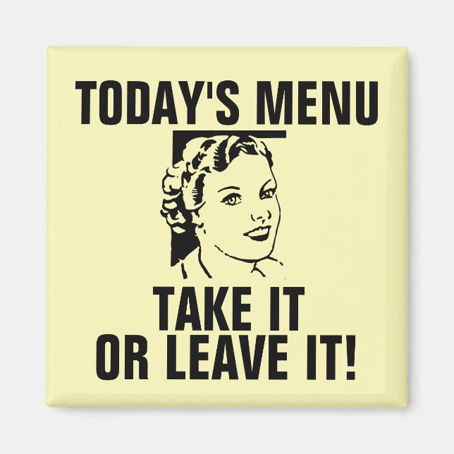 Funny Retro Housefru Magnets, DAGENS MENU Magnet (Framsidan)