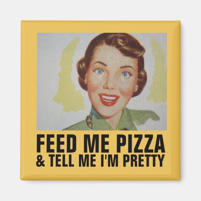 Funny Retro Housefru Magnets, Pizza Magnet (Framsidan)