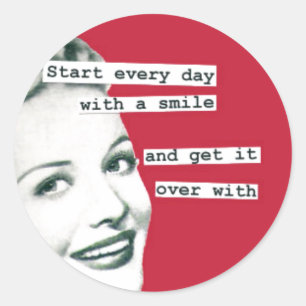Funny Retro Housefru Smile Stickers Runt Klistermärke