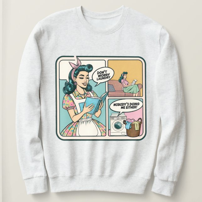 Funny Retro Housefru Sweatshirt - Vuxen humor T Shirt (Design framsida)