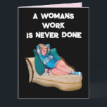 FUNNY RETRO HOUSEWIFE BIRTHDAY FRIEND CARD KORT<br><div class="desc">RELAXED RETRO BLOND BIRTHDAY GREETING CARD</div>