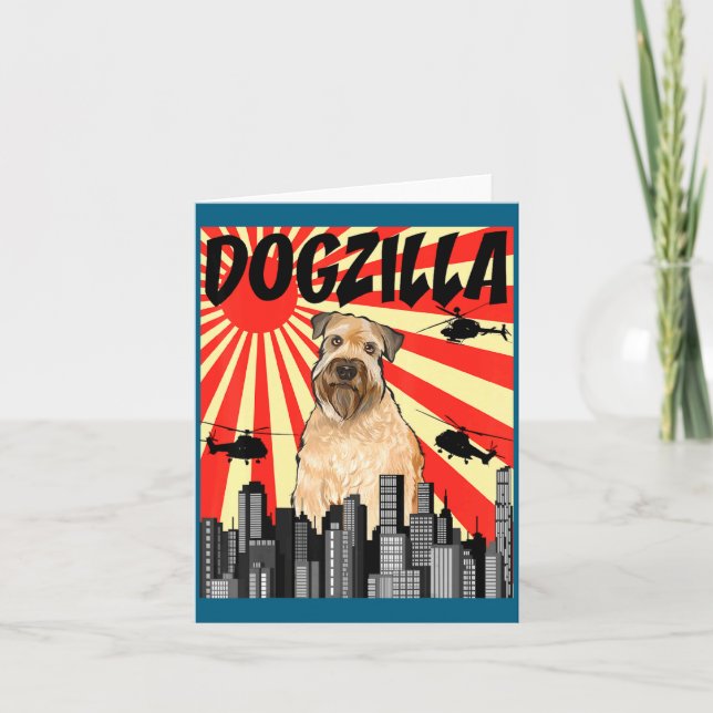 Funny Retro Japanese Dogzilla Soft Coated Wheaten  Kort (Framsida)