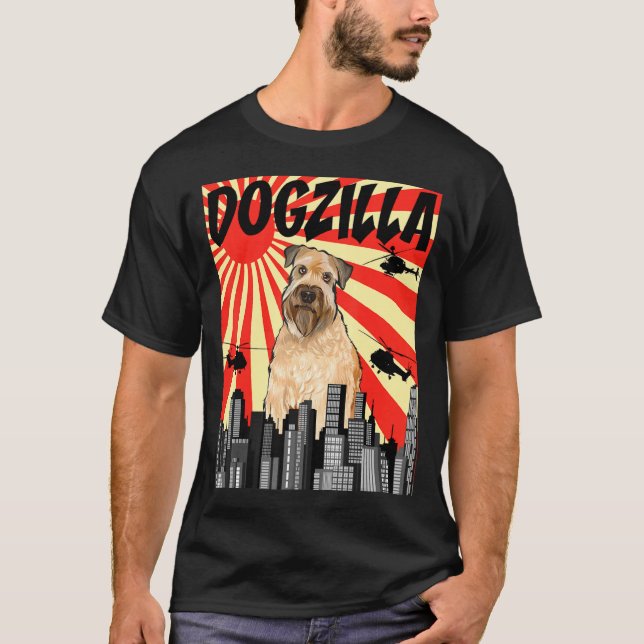 Funny Retro Japanese Dogzilla Soft Coated Wheaten  T Shirt (Framsida)