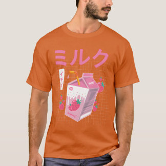 Funny Retro Japanese Kawaii Strawberry Milk Shake T Shirt